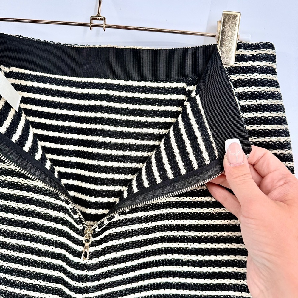 LES COPAINS Striped Raffia Woven Pencil Skirt Made In Italy 42 - Picture 10 of 10